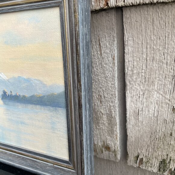 Lake Taupo New Zealand Fisherman Lake Mountains Original Oil Canvas A Christe - Picture 4 of 8